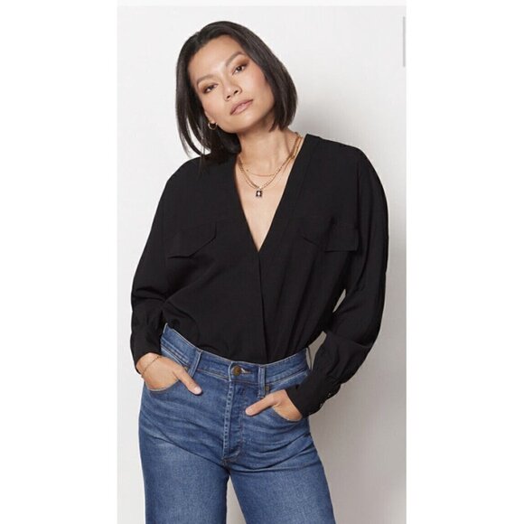 Good American Womens Size 2 Medium Black‎ Utility Wrap Bodysuit New - Picture 1 of 8